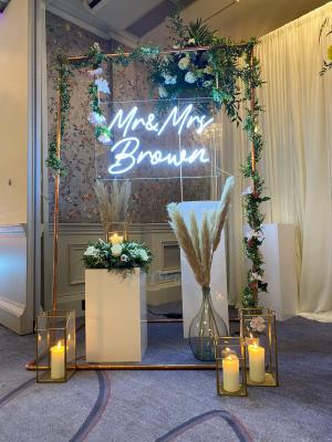 mr and mrs brown wedding set up